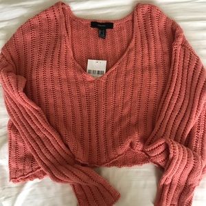 salmon oversized cropped sweater